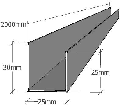 Profil Fiber en U 25x25x30x2000mm