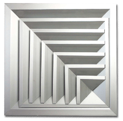 Diffuseur plafonnier multidirectionnel carré 2 voies à 90° en alu