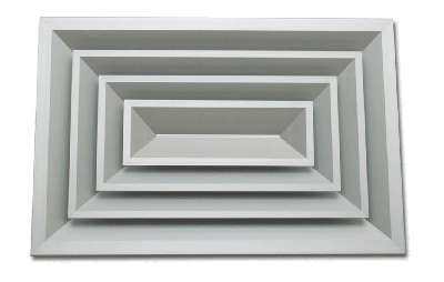 Diffuseur plafonnier multidirectionnel rectangulaire 4 voies en alu