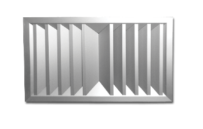 Diffuseur plafonnier multidirectionnel rectangulaire 2 voies à 180° verticales en alu