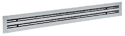 Diffuseur linéaire 1 à 6 fentes avec déflecteur + registre glissière + répartiteur spécial dalle faux plafond