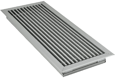 Grille de sol à barres fixes en aluminium anodisé + cadre de recouvrement