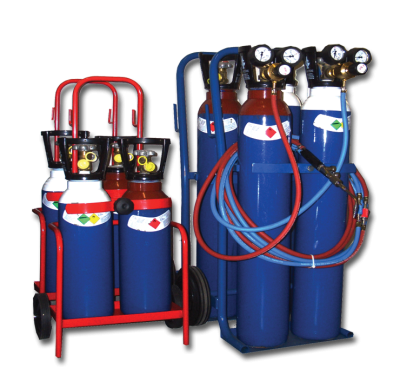 Kit Chariot gaz industriel - 1 chariot - 1 oxygène - 1 acétylène - 1 chalumeau - 2 manomètres
