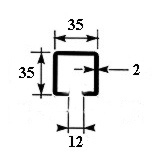 Profil de supportage acier galvanisé section 35x35mm 2m