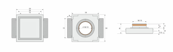 Bouche KVADRO design carrée en plâtre avec partie centrale aimantée